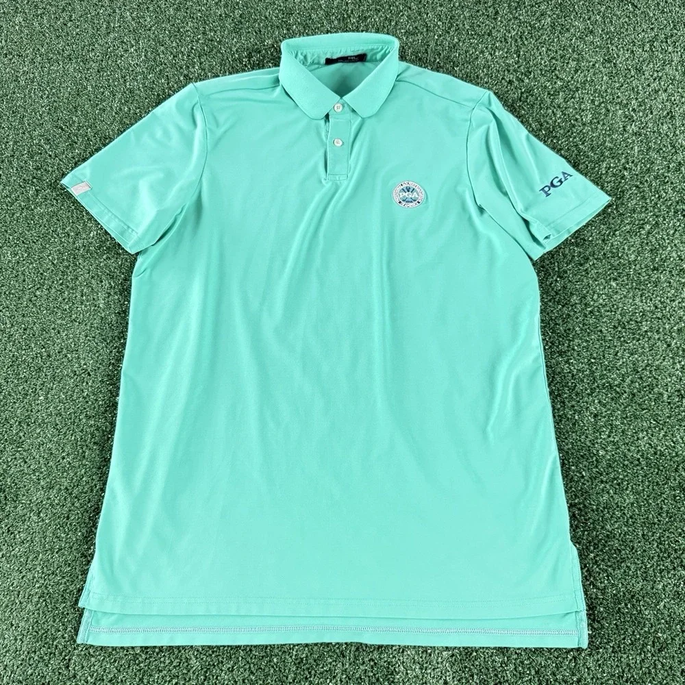 RLX Ralph Lauren PGA Men's Short Sleeve Polo Shirt Size Medium Teal Green